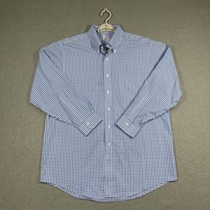 Brooks Brothers Shirt Mens 16.5-33 Blue White Check Gingham Classic Long Sleeve
